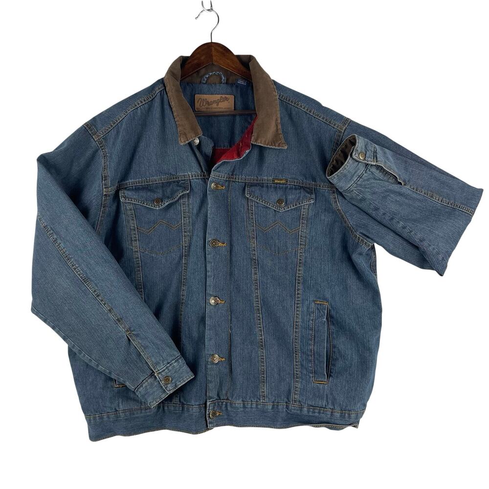 Wrangler Mens Authentic Blanket Lined Western Denim Trucker Jacket SZ XL